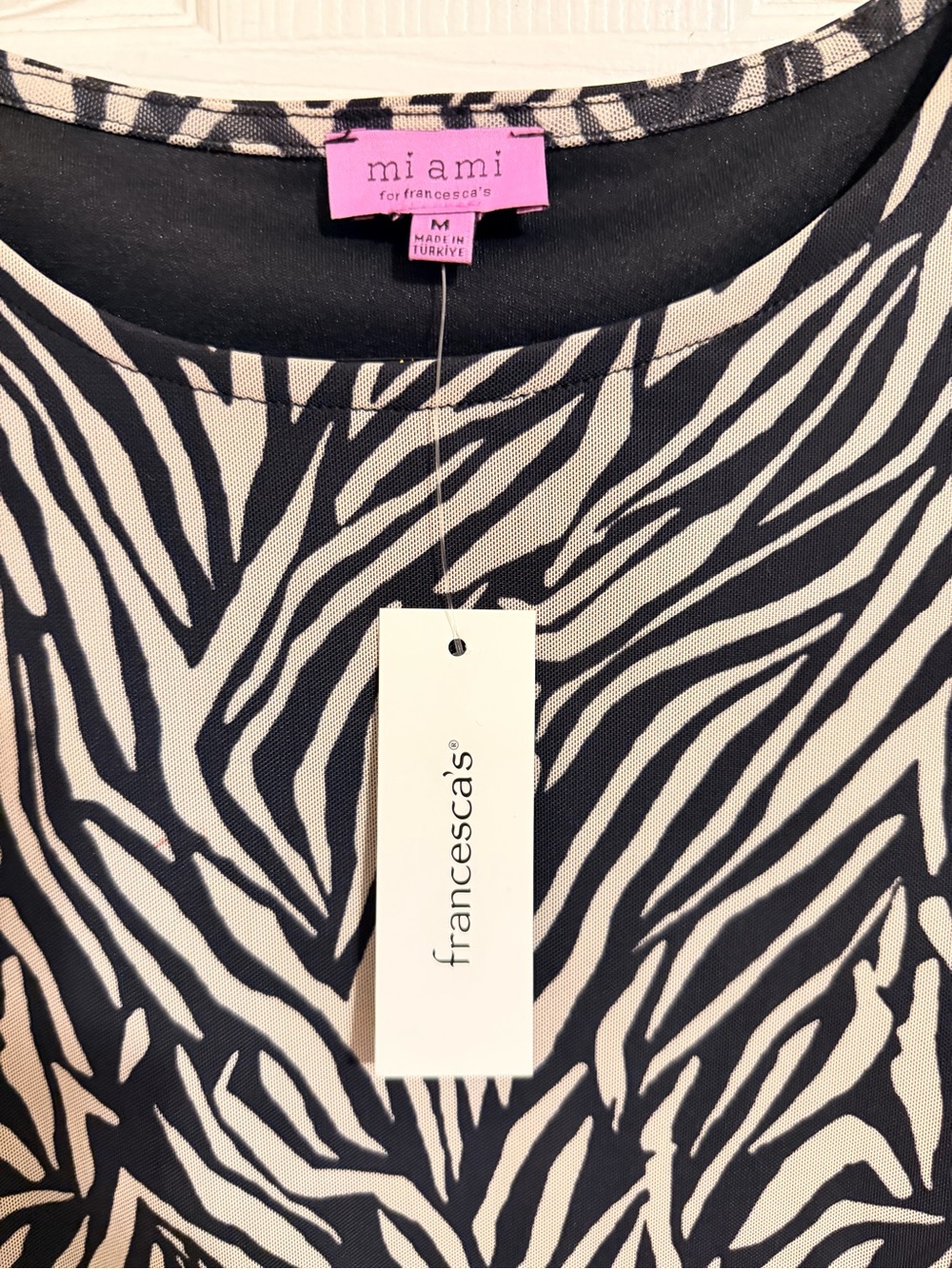Francesca's Collections Black and White Zebra Print Long-Sleeve Mini Dress - Picture 4 of 7